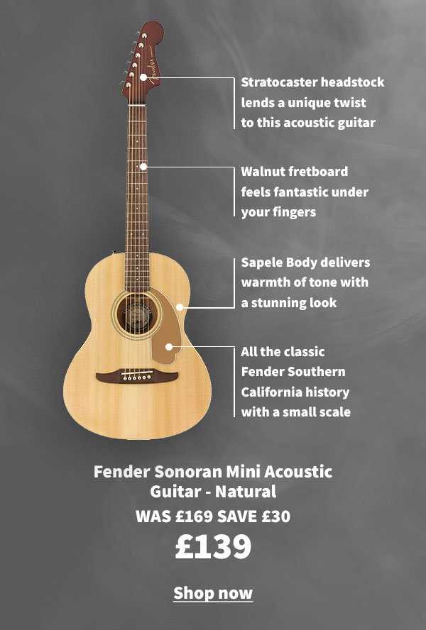 Fender Sonoran Mini Acoustic Guitar - Natural. WAS £169 SAVE £30. £139. Shop now.