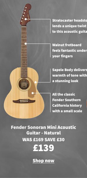 Fender Sonoran Mini Acoustic Guitar - Natural. WAS £169 SAVE £30. £139. Shop now.