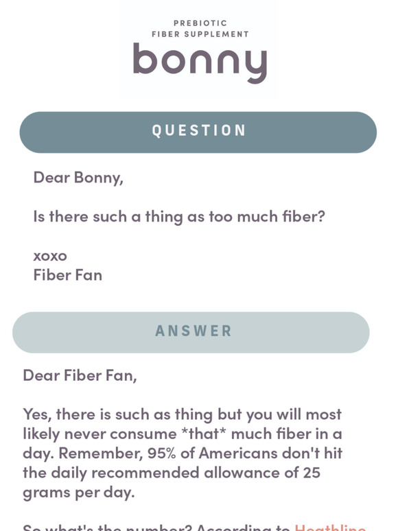 Q: Too much fiber?
