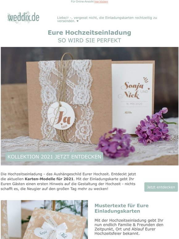 Fr Deine Hochzeitseinladungen: Designs, Mustertexte, Checkliste