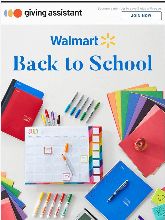 4% Cash Back & School Savings at Walmart