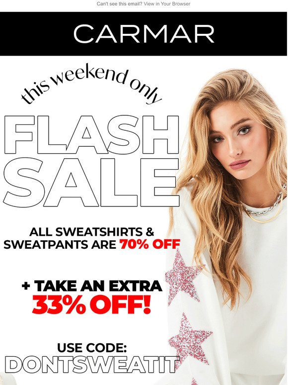 Flash Sale! Take An Extra 33% OFF All Sweatshirts + Sweatpants