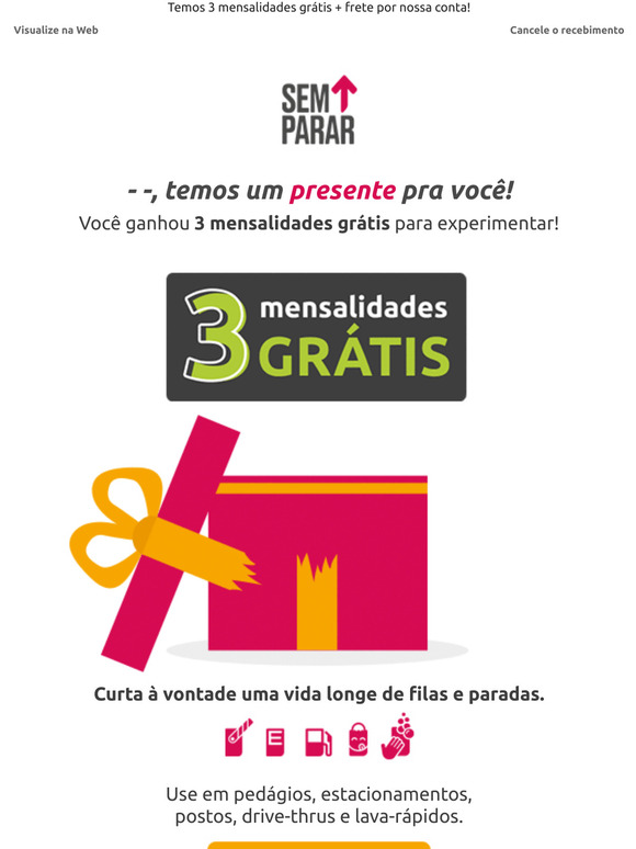 Ateno! Voc ganhou um presente do @SemParar!