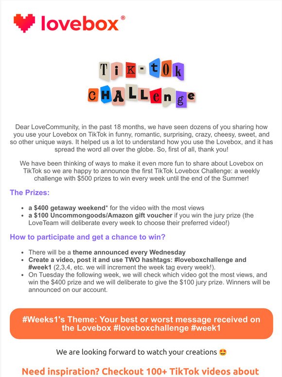 TikTok Challenge: win a $400 getaway weekend!