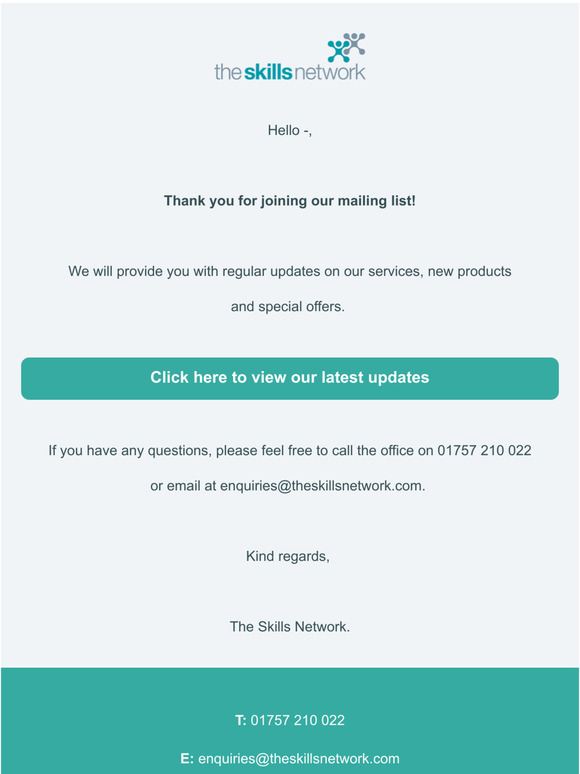 Thank you for joining our mailing list!