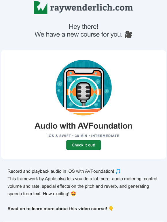 New Course: Audio with AVFoundation!