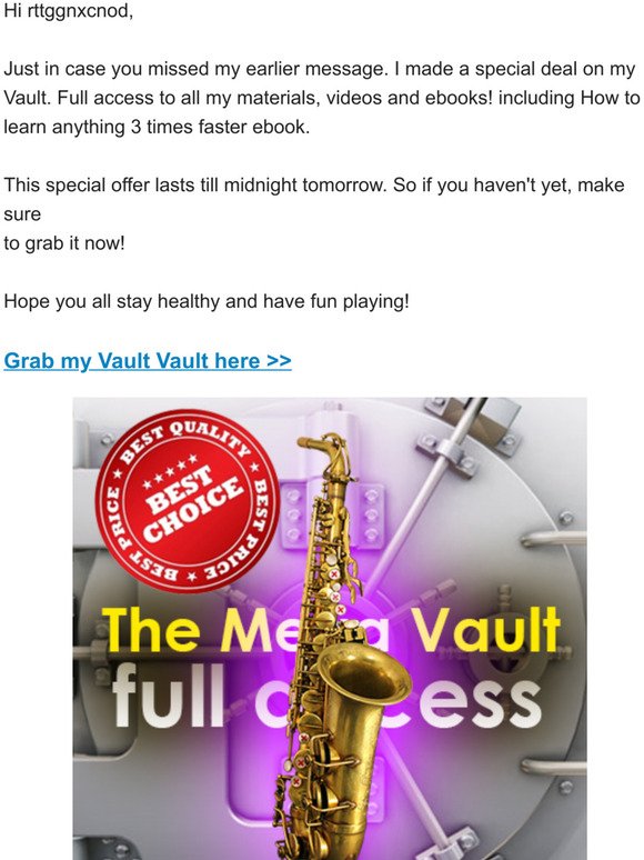 Just 48 hours left on my Vault super deal (Full access to all my videos and materials)