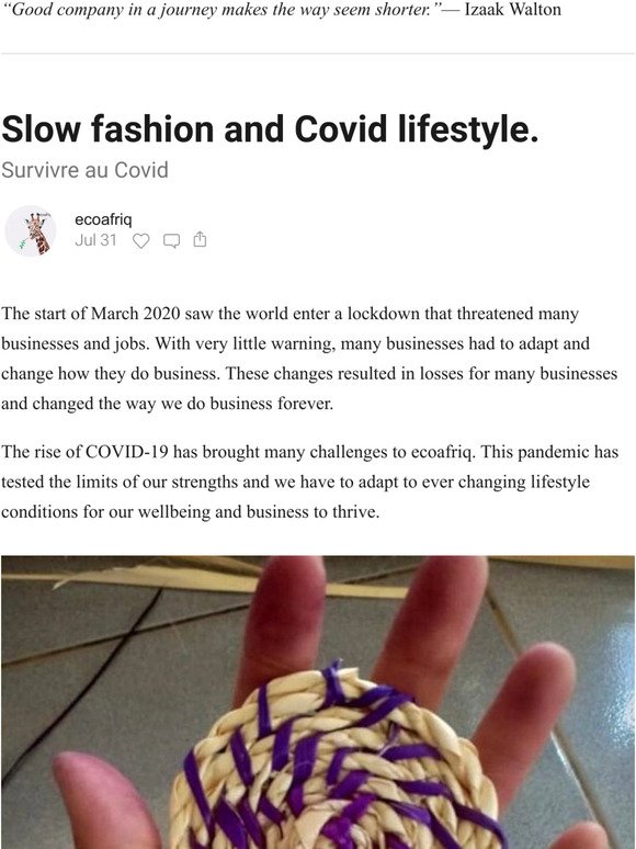 Slow fashion and Covid lifestyle.