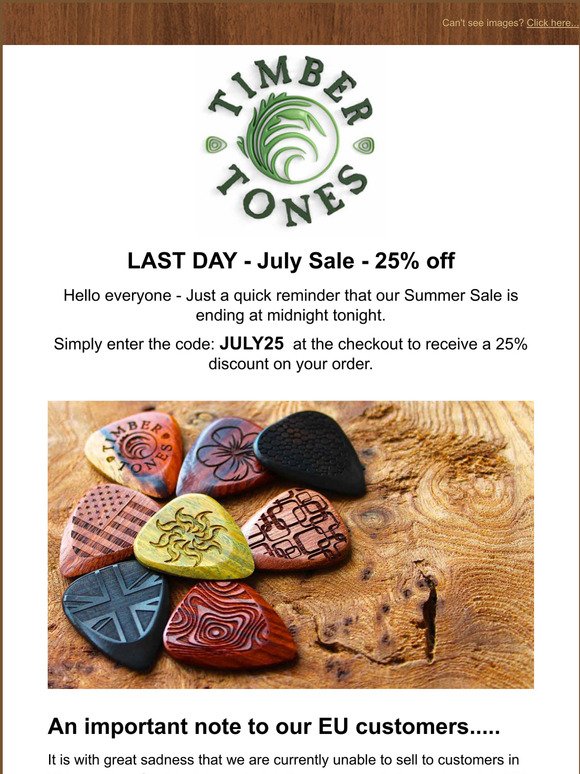 Last Day - 25% off in our July Sale