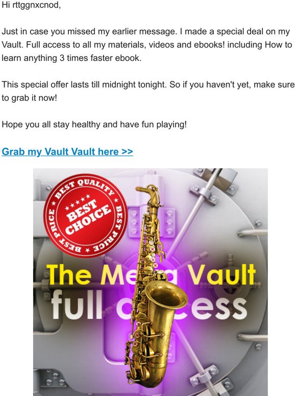 Just 12 hours left on my Vault SUPER deal (Full access to all my videos and materials)