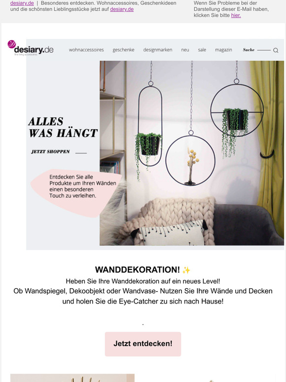 Alles was hngt! Jetzt stylische Wanddekoration entdecken!