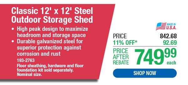 Classic 12' x 12' Steel Outdoor Storage Shed