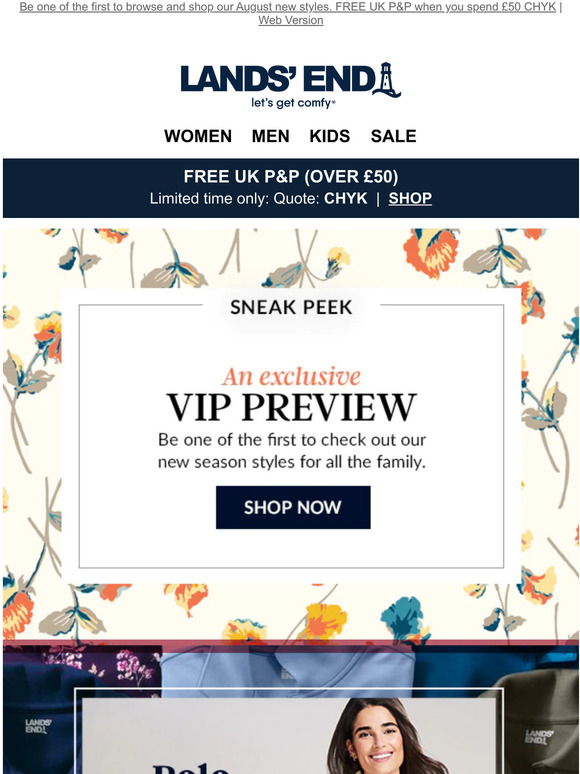 Land's End Here's a VIP Preview of our New Season range! Milled