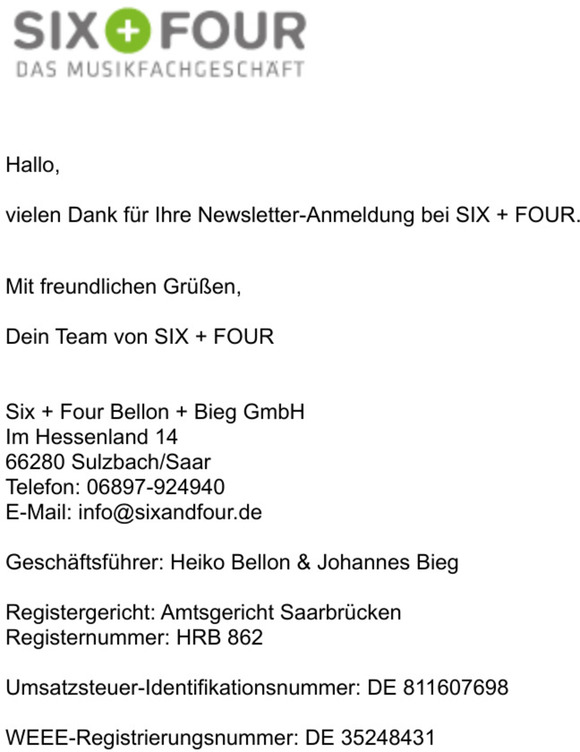 Vielen Dank fr Ihre Newsletter-Anmeldung