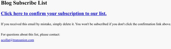 Blog Subscribe List: Please Confirm Subscription