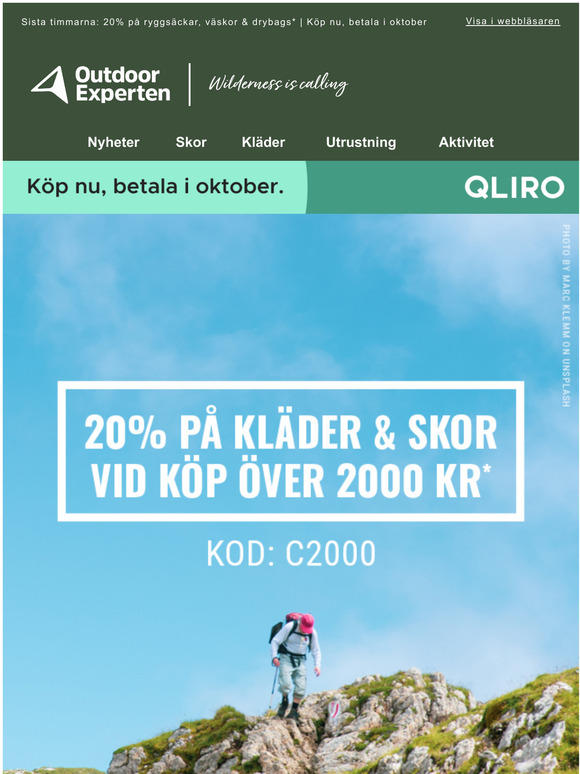 F 20% p klder & skor vid kp ver 2000kr