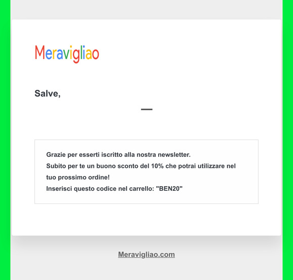 [Meravigliao.com] Conferma newsletter