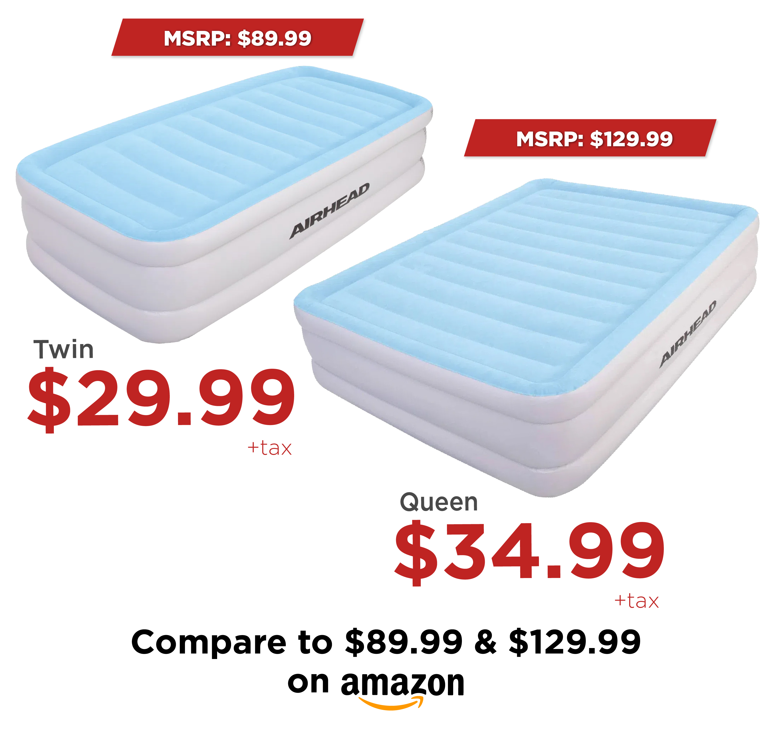 24 HOURS ONLY Airhead Air Mattress Up to 73 OFF