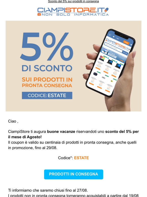 Un Agosto di sconti con CiampiStore!
