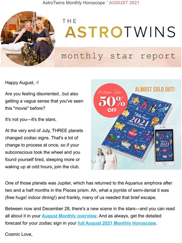 The AstroTwins Your August Monthly Horoscope Cosmic DejaVu? Milled