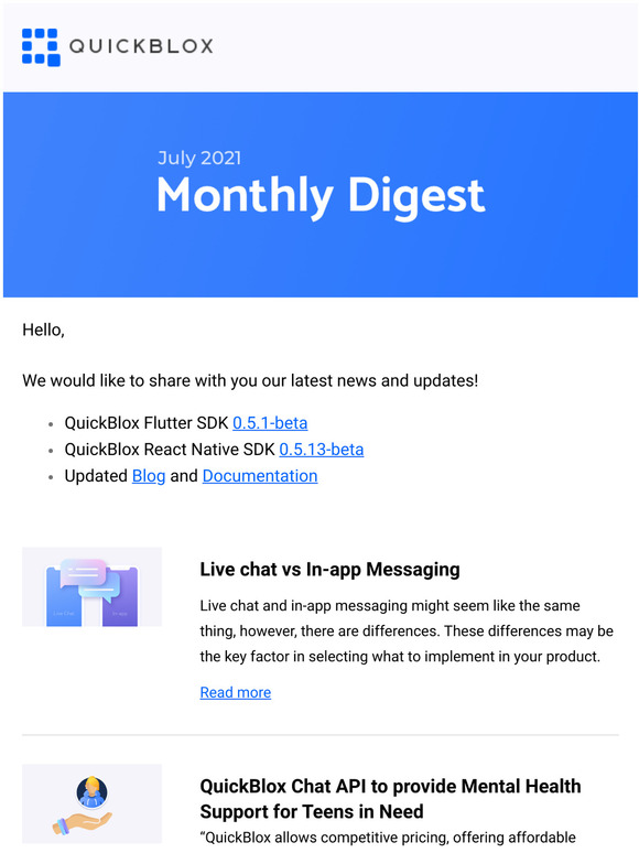 QuickBlox Digest July 2021