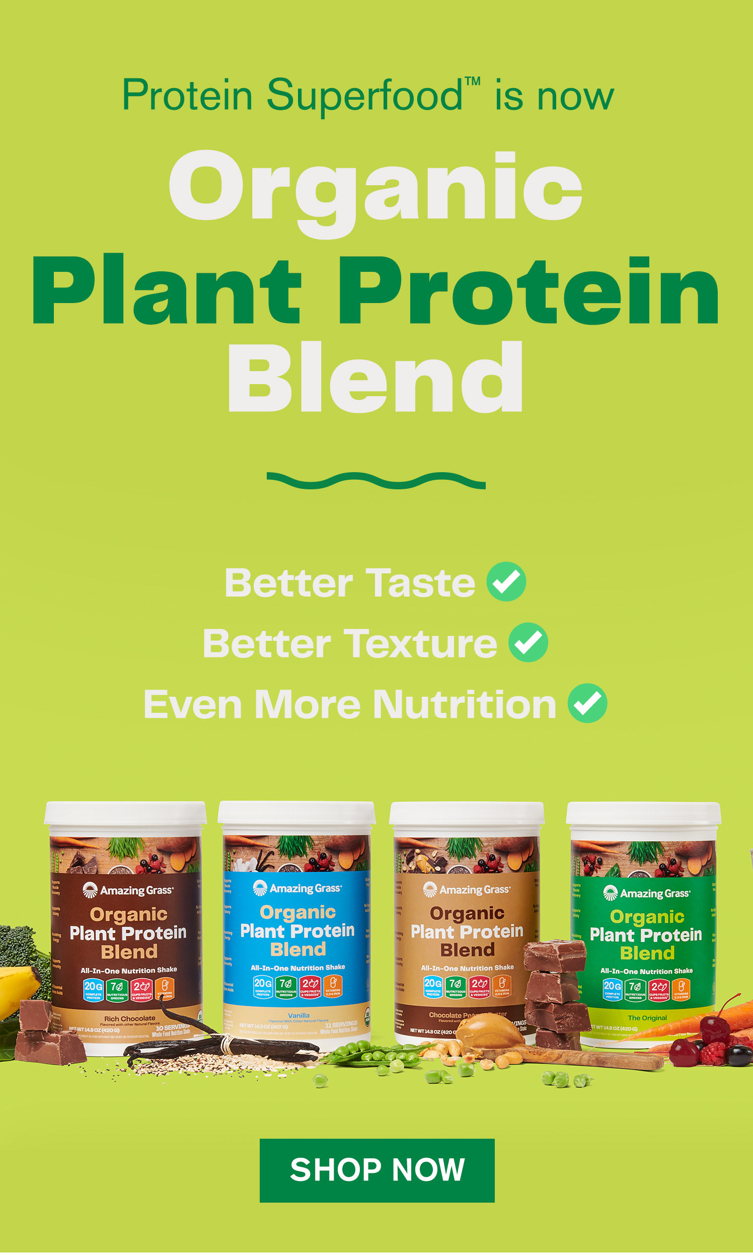 Amazing Grass NEW Organic Plant Protein Blend! Milled