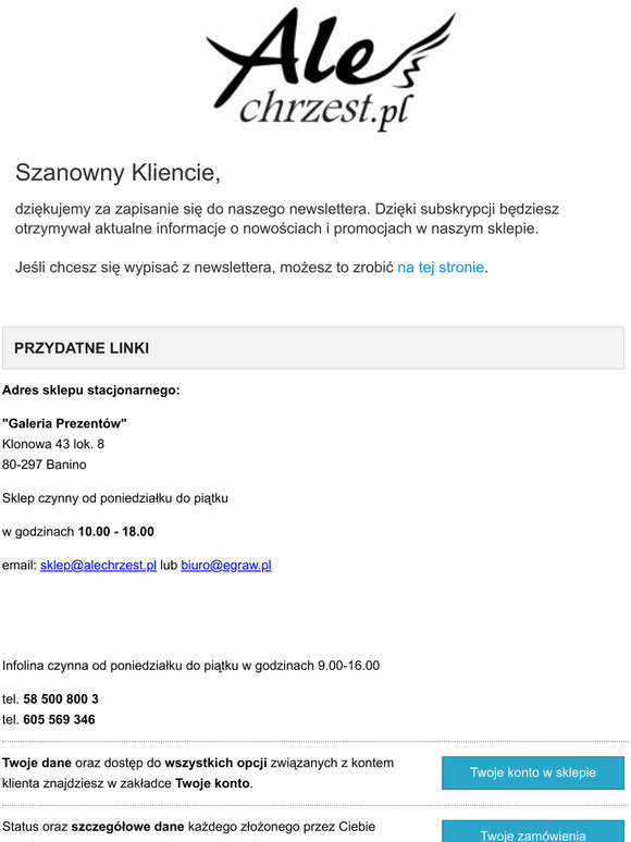 eGRAW   Dodalimy Twj adres e-mail do newslettera