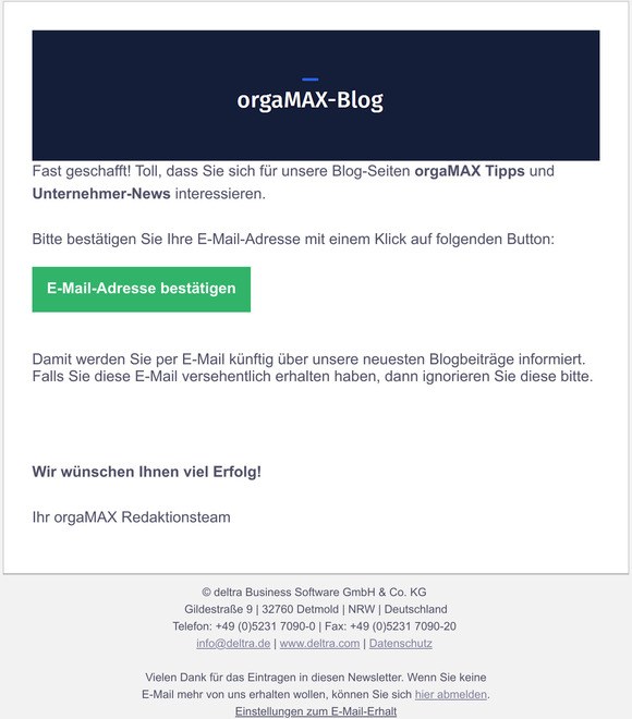 Fast geschafft  orgaMAX Blog Tipps & News abonnieren