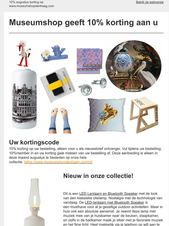 10% korting voor u,op onze MUSEUMSHoP collectie!