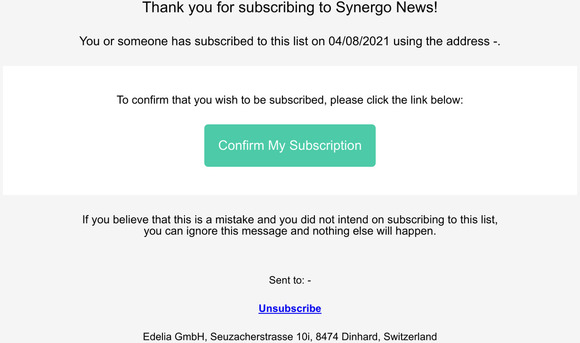 Please confirm your subscription to Synergo News