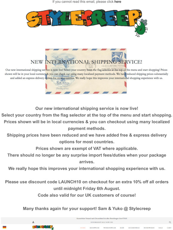 New International Shipping & 10% discount code @Stylecreep