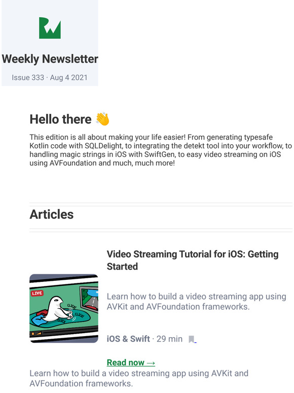 raywenderlich.com Weekly - Issue 333