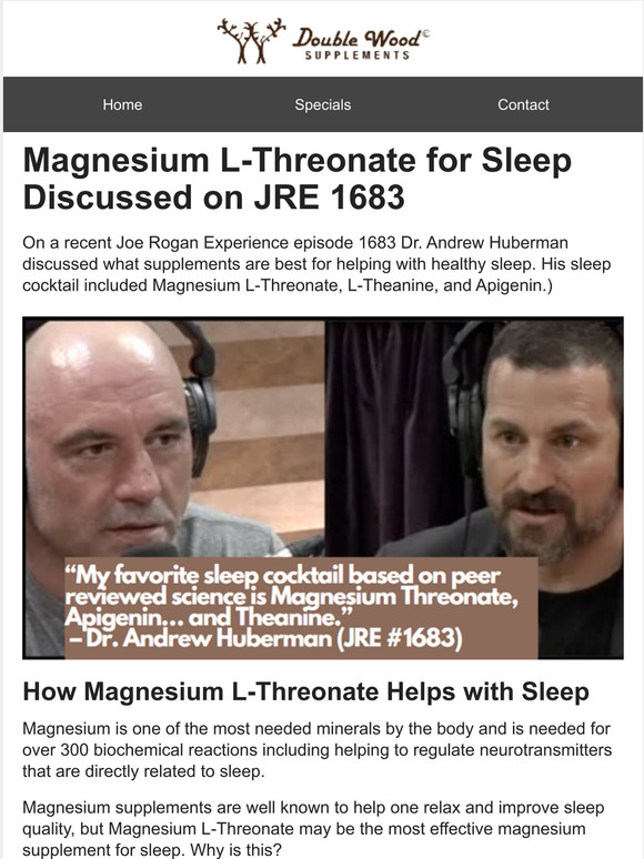 Double Wood Supplements Magnesium LThreonate for Sleep Discussed on
