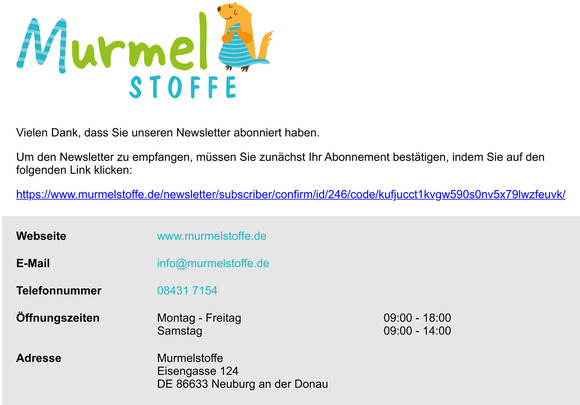 Newsletter-Anmeldebesttigung