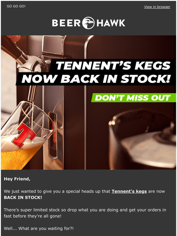 Beer Hawk Tennent's PerfectDraft kegs back in stock! Milled