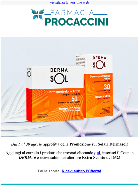 Ricevi un Extra Sconto sui Solari Dermasol!