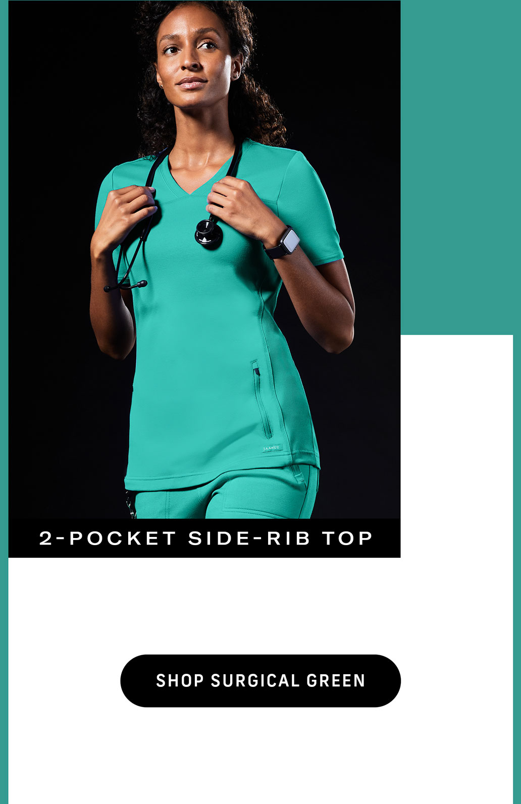2-Pocket Side-Rib Top. Shop Surgical Green. 