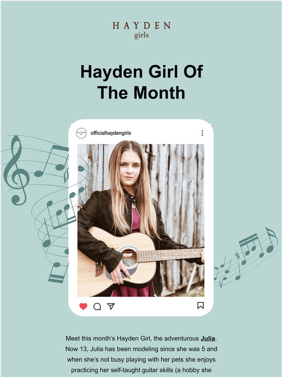 Lifes an adventure with this months Hayden Girl