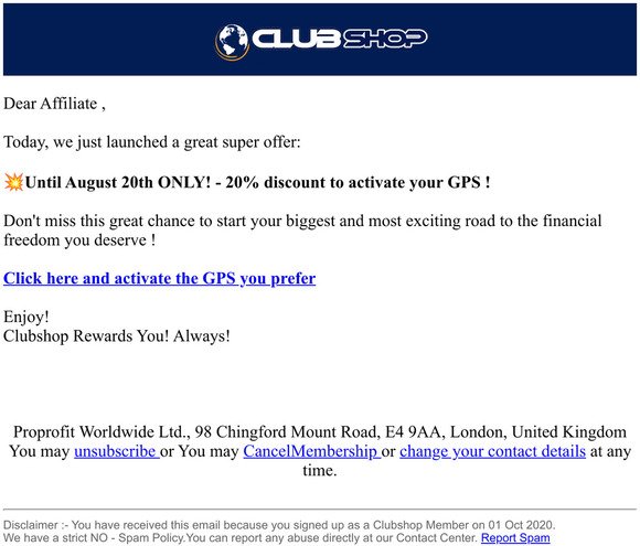 SUMMER OFFER! - 20% discount to activate your GPS !