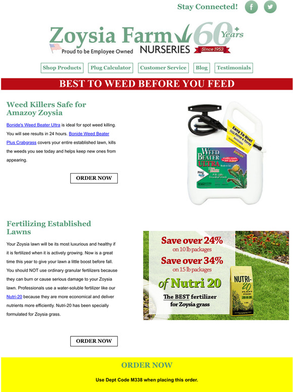 Zoysia Farms Weed Before You Feed, But Do Both Soon! Milled