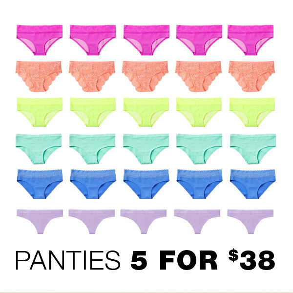 Happy Panty Day! Panties 5 for $38.