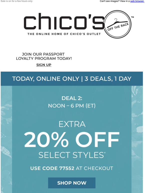 Chico's Off The Rack 2nd deal ends at 6 PM EST Milled