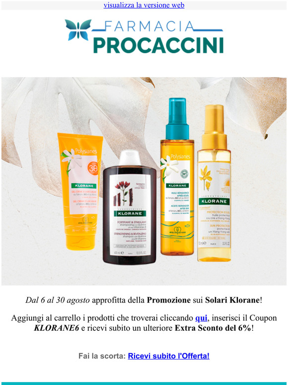 Ricevi un Extra Sconto sui Solari Klorane!