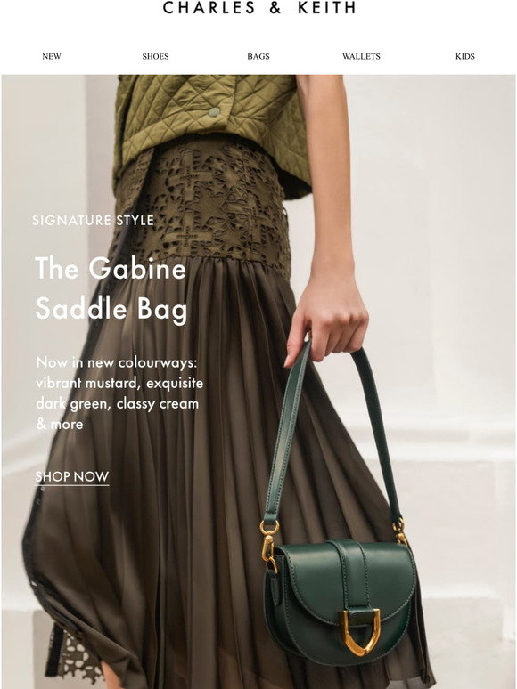 Gabine Leather Saddle Bag - Beige