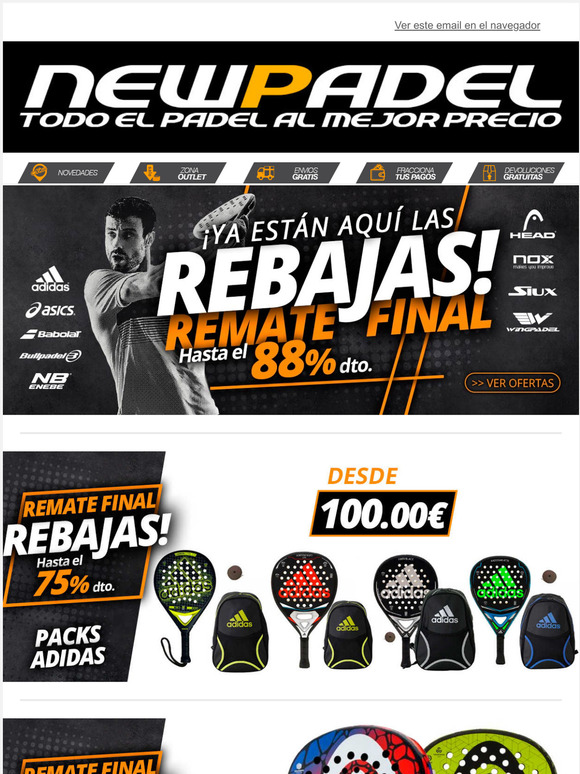 NEW REMATE, NEW PADELPrecios espectaculares!!Gastos de envo GRATIS a partir de 49