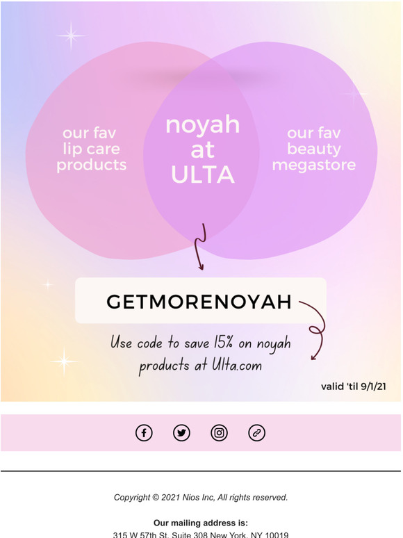 Save on noyah products at Ulta!