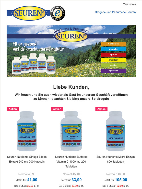 Angenehme Preise im Geschft und OnlineShop Seuren Health