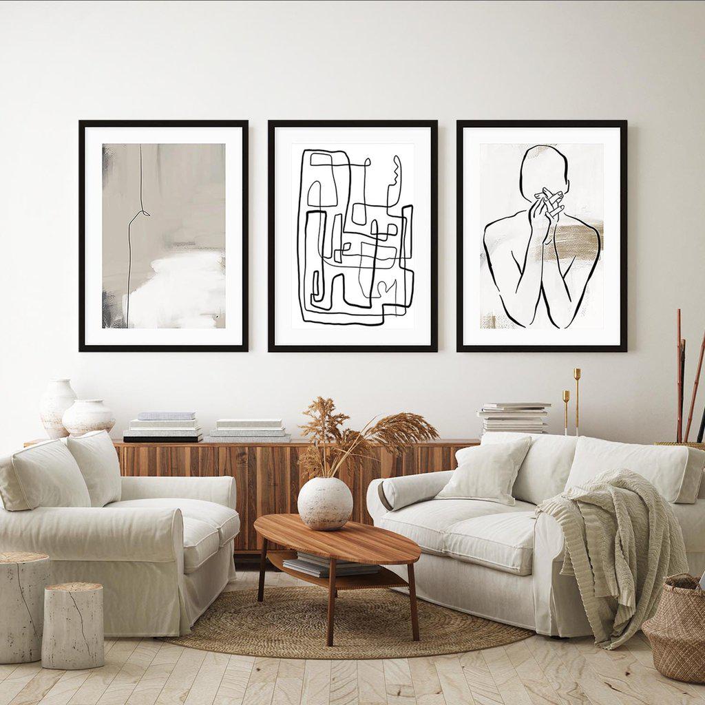 Brushed Neutral Lines Art Print Set Of 3