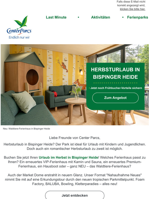 Herbsturlaub in Bispinger Heide  Neuer Market Dome und neue Aktivitten