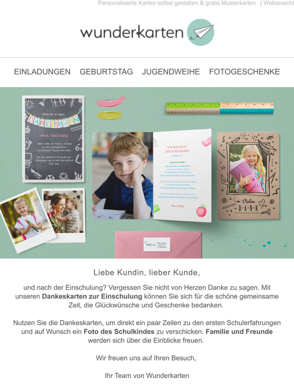 Nach der Einschulung: Bedanken nicht vergessen!